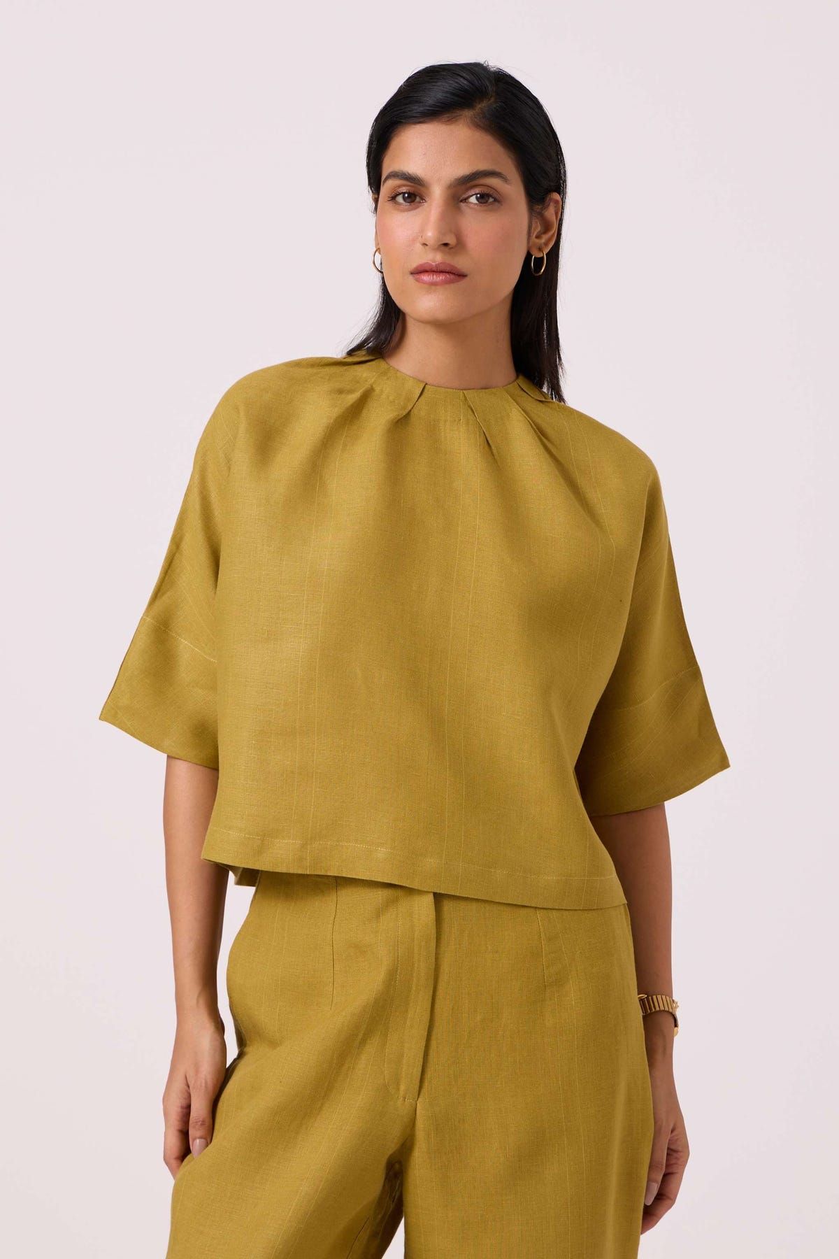 Bourne Olive Linen Top - image 1