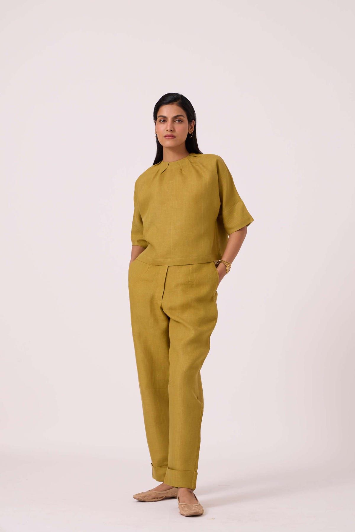 Bourne Olive Linen Top - image 3