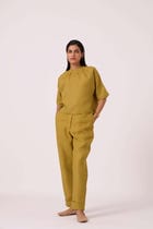 Bourne Olive Linen Top view 3