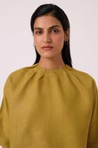 Bourne Olive Linen Top view 4