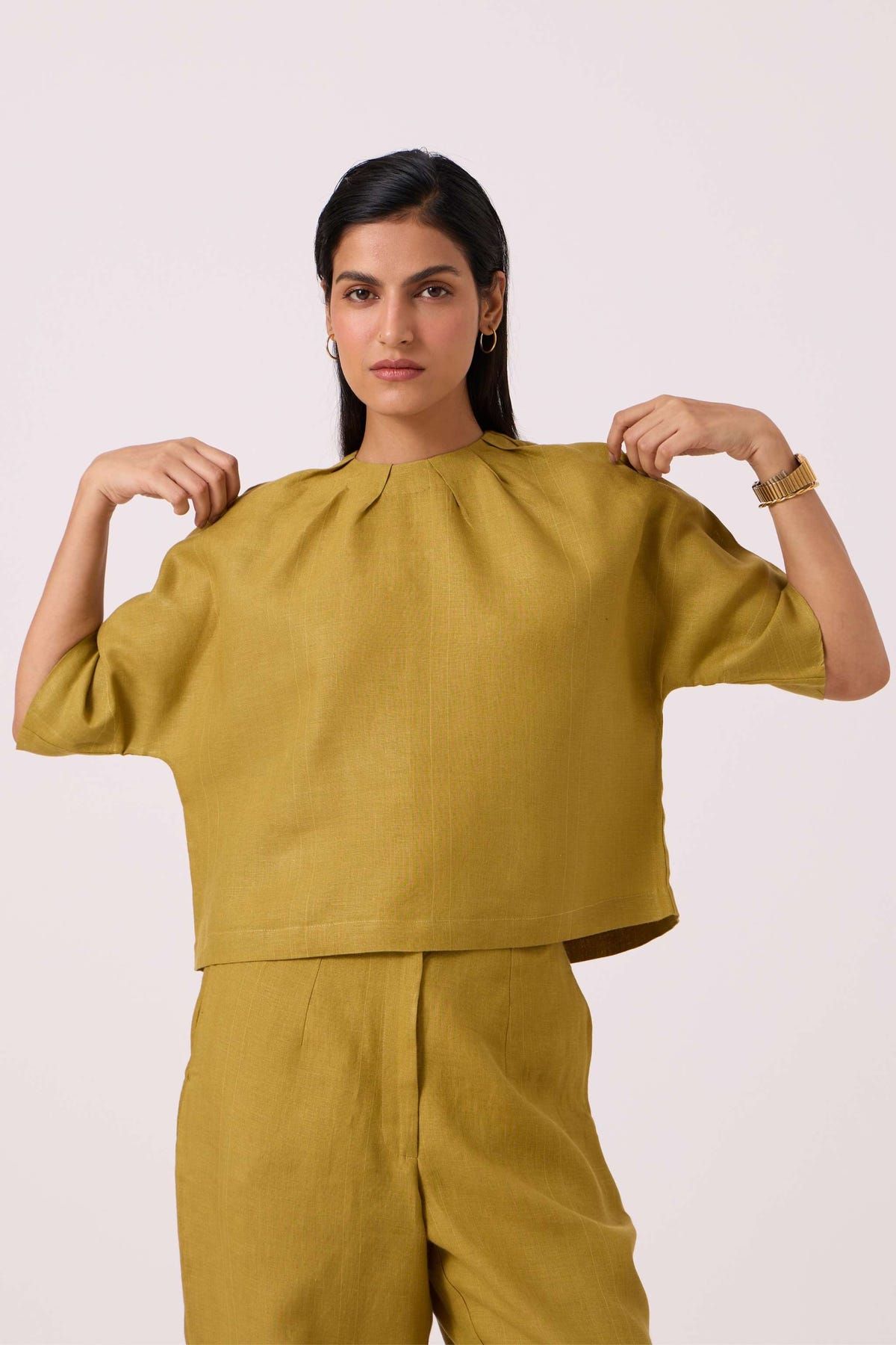Bourne Olive Linen Top - image 8