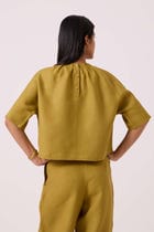 Bourne Olive Linen Top view 10