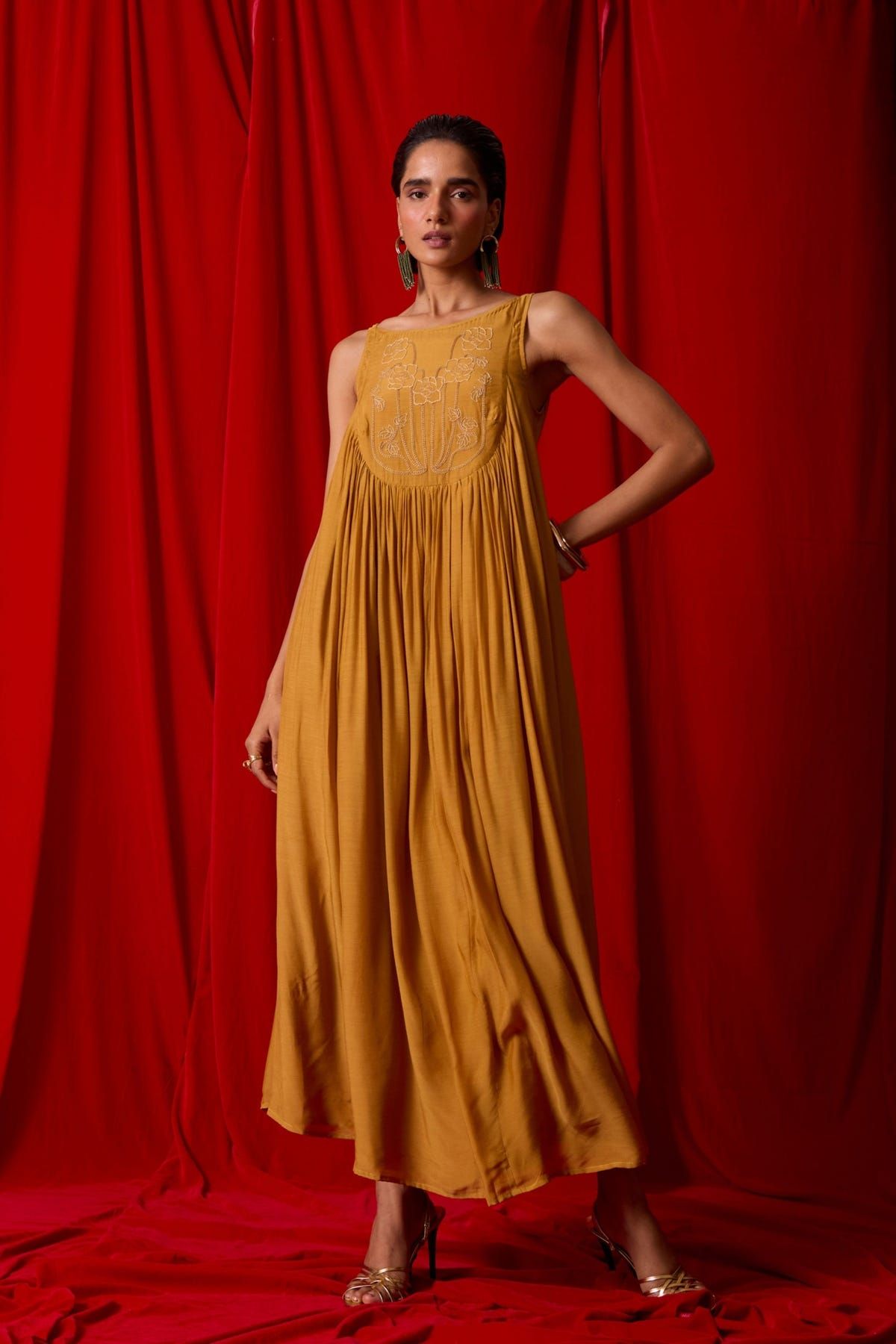 Zvuk Yellow Embroidered Maxi Dress - image 14
