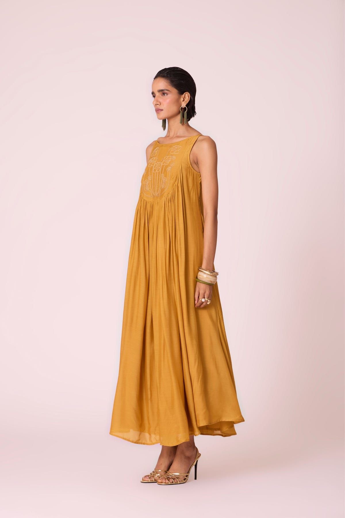 Zvuk Yellow Embroidered Maxi Dress - image 3