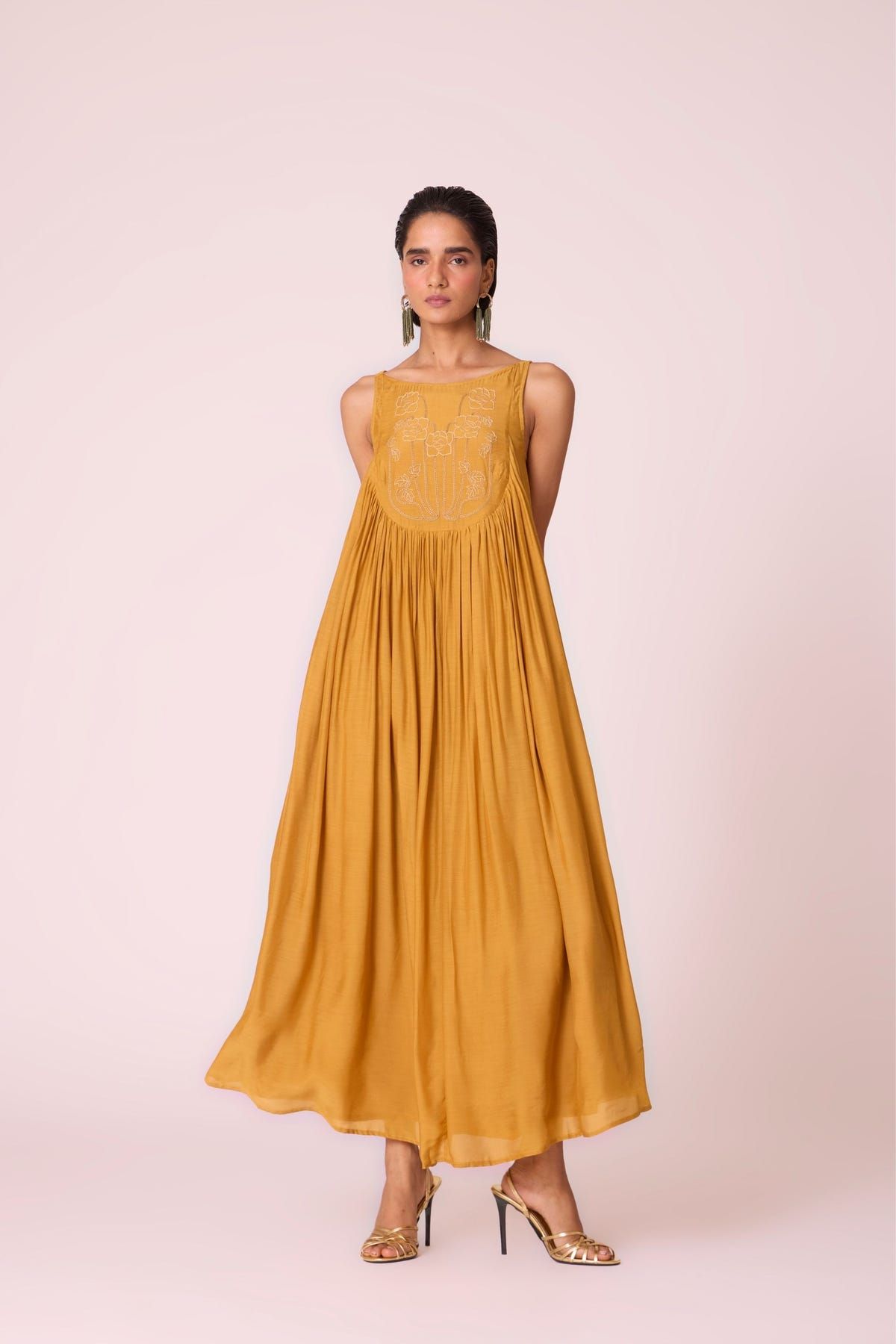 Zvuk Yellow Embroidered Maxi Dress - image 4