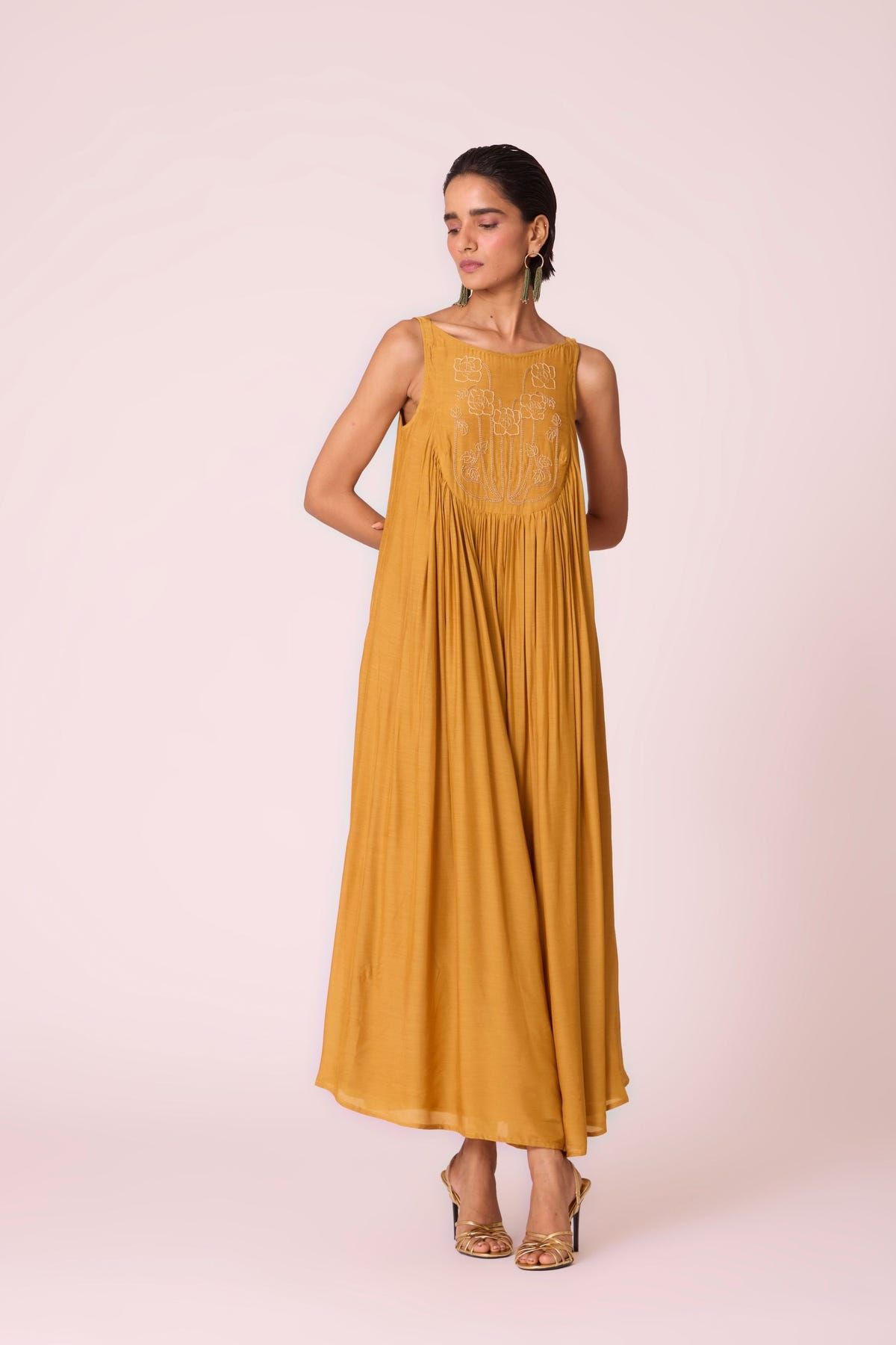 Zvuk Yellow Embroidered Maxi Dress - image 8