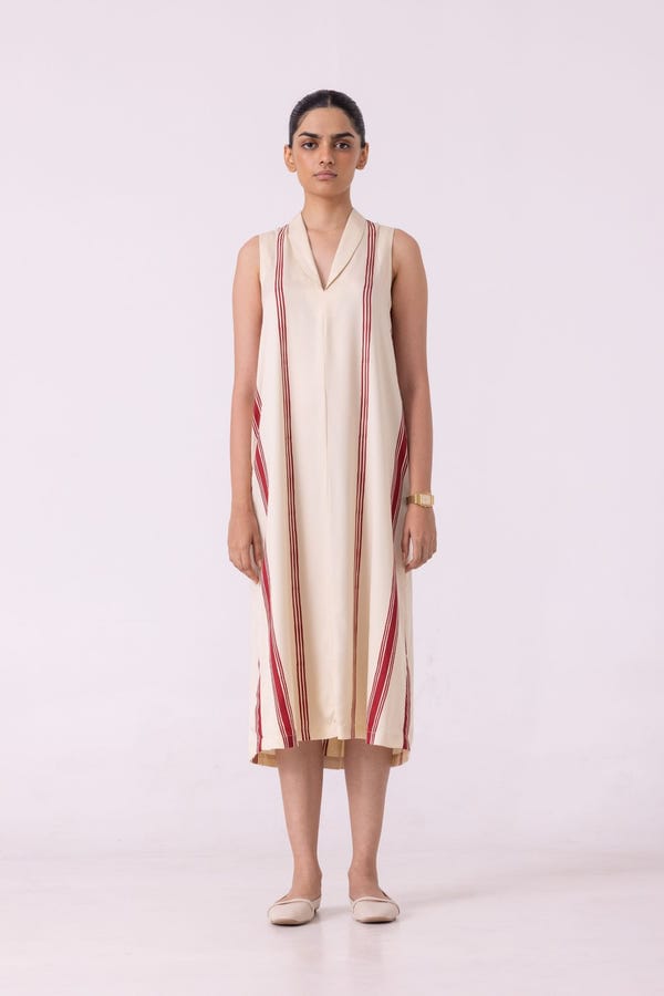 The Summer House — Eileen Red Striped Midi Dress