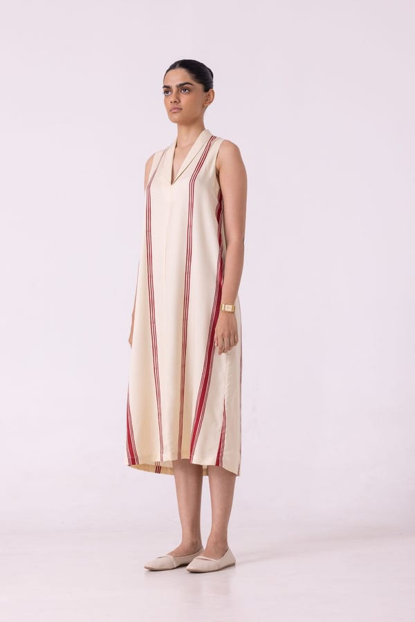 The Summer House — Eileen Red Striped Midi Dress