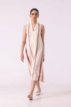 Eileen Red Striped Midi Dress view 6