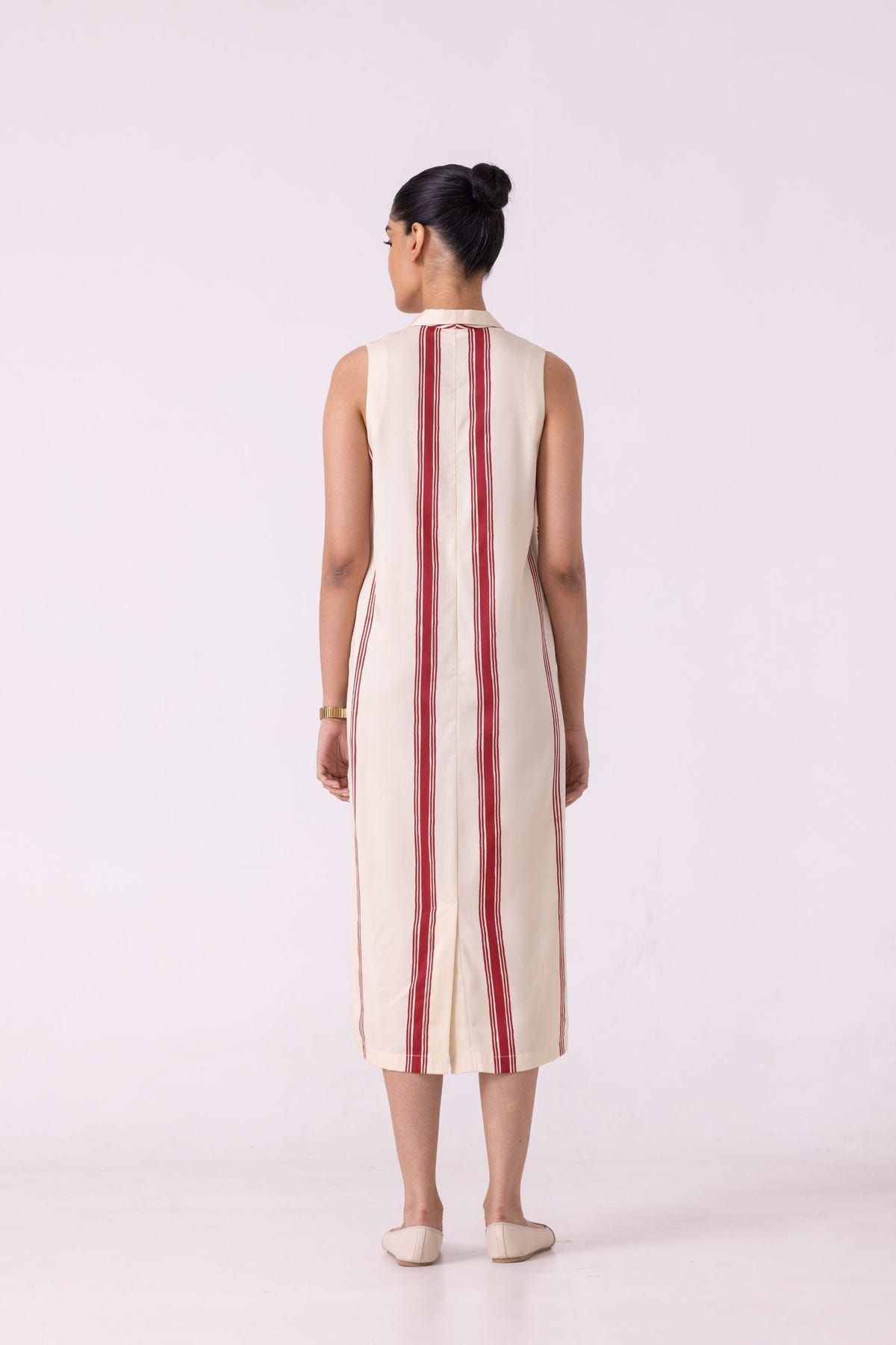 Eileen Red Striped Midi Dress - image 9