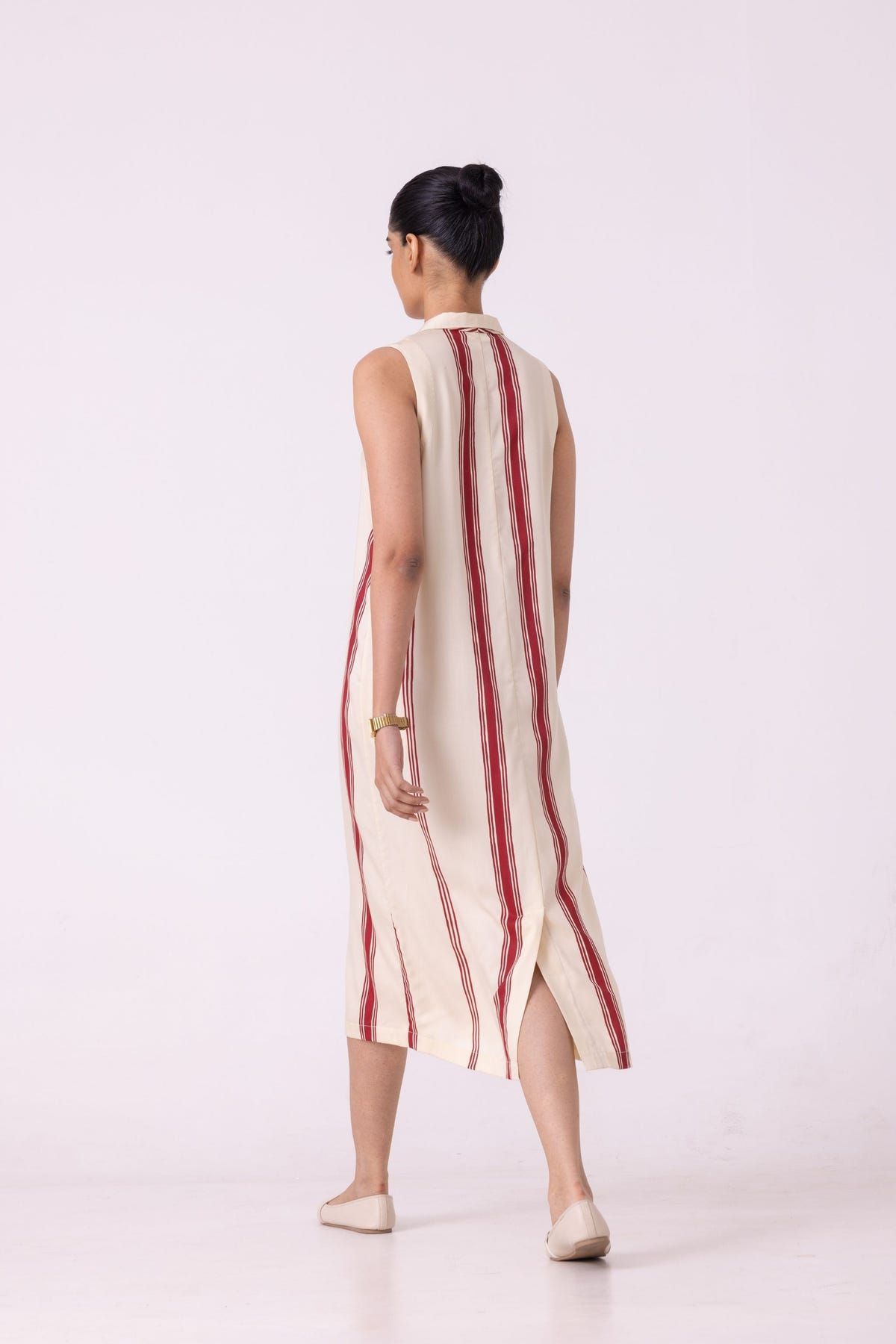 Eileen Red Striped Midi Dress - image 10