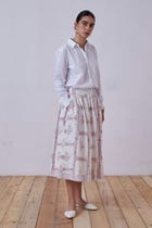 Maud Red Hand Printed Skirt view 5
