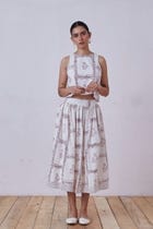 Maud Red Hand Printed Skirt view 6