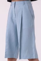 March Blue Linen Pleated Shorts view 4