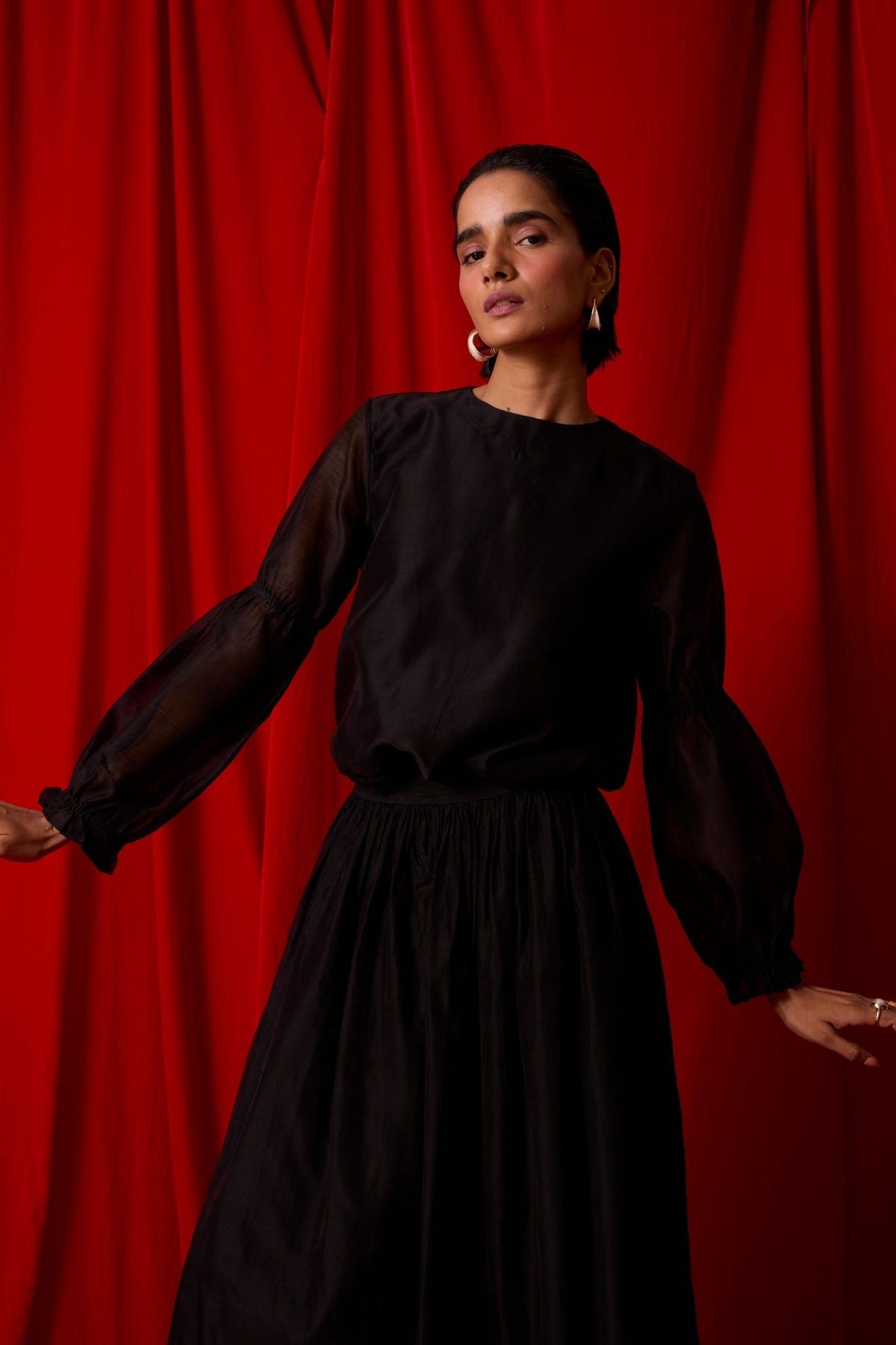 Atlas Black Handwoven Top - image 1