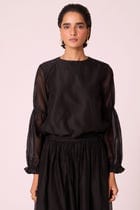 Atlas Black Handwoven Top view 2