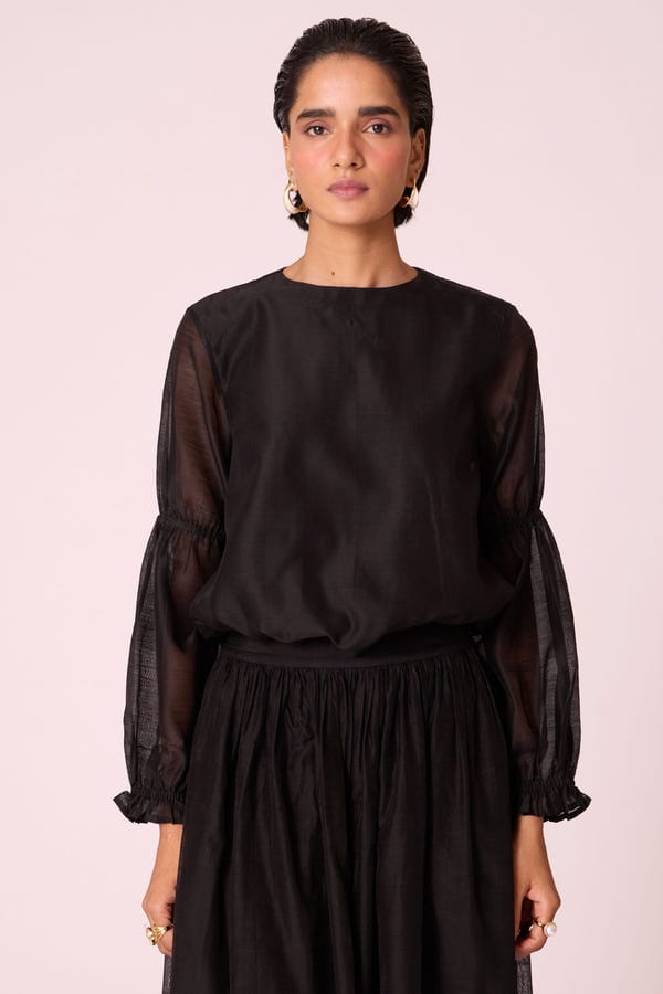 The Summer House — Atlas Black Handwoven Top