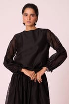 Atlas Black Handwoven Top view 4