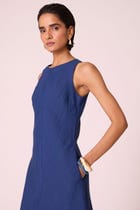 Naomi Ink Blue Linen Midi Dress view 6
