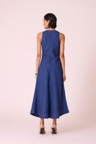 Naomi Ink Blue Linen Midi Dress view 8