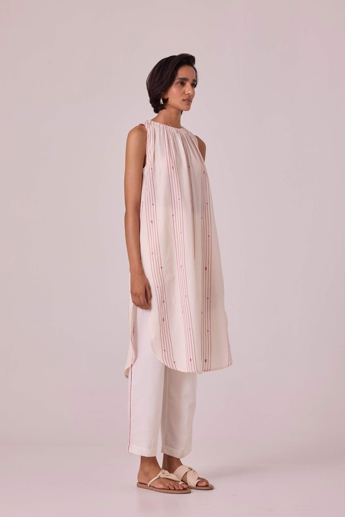 Pomelo Red Striped Handwoven Tunic - image 2