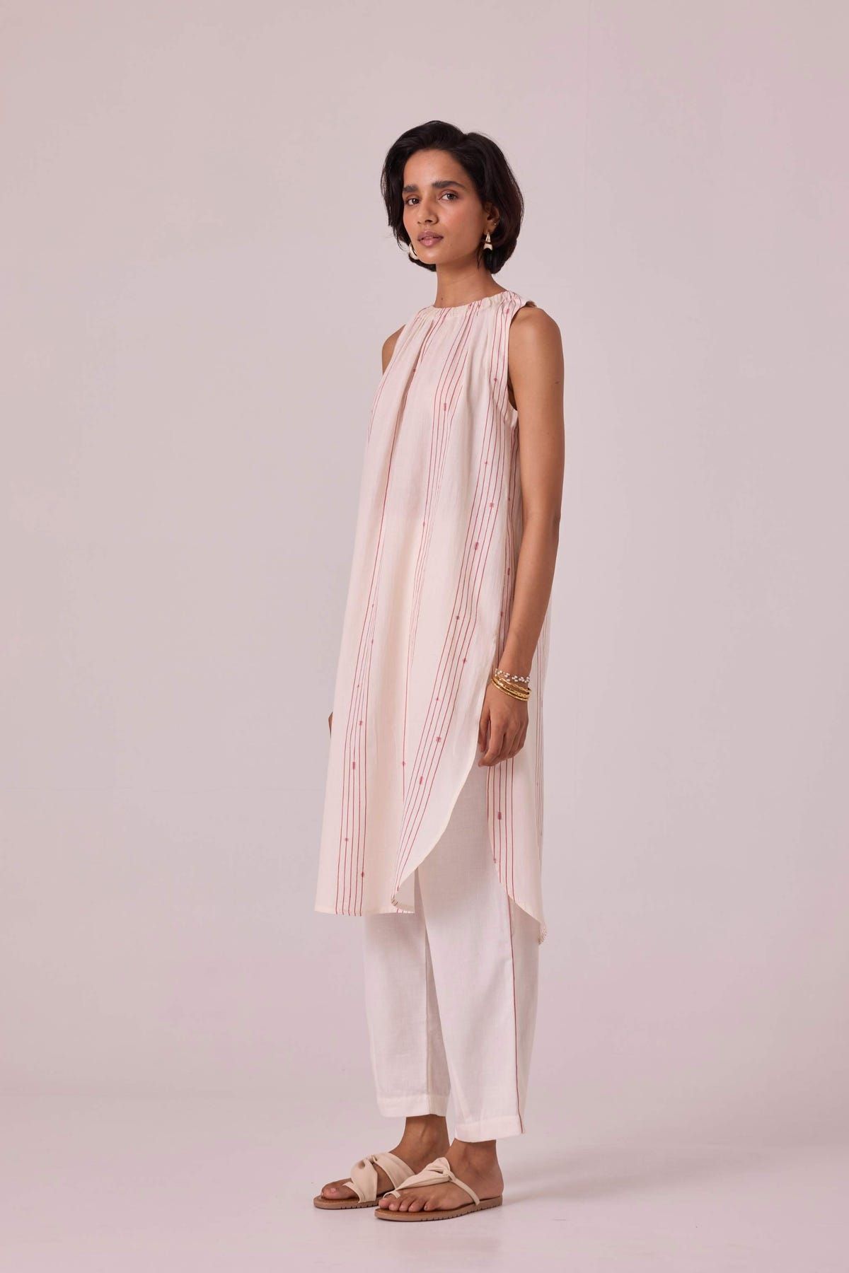 Pomelo Red Striped Handwoven Tunic - image 3