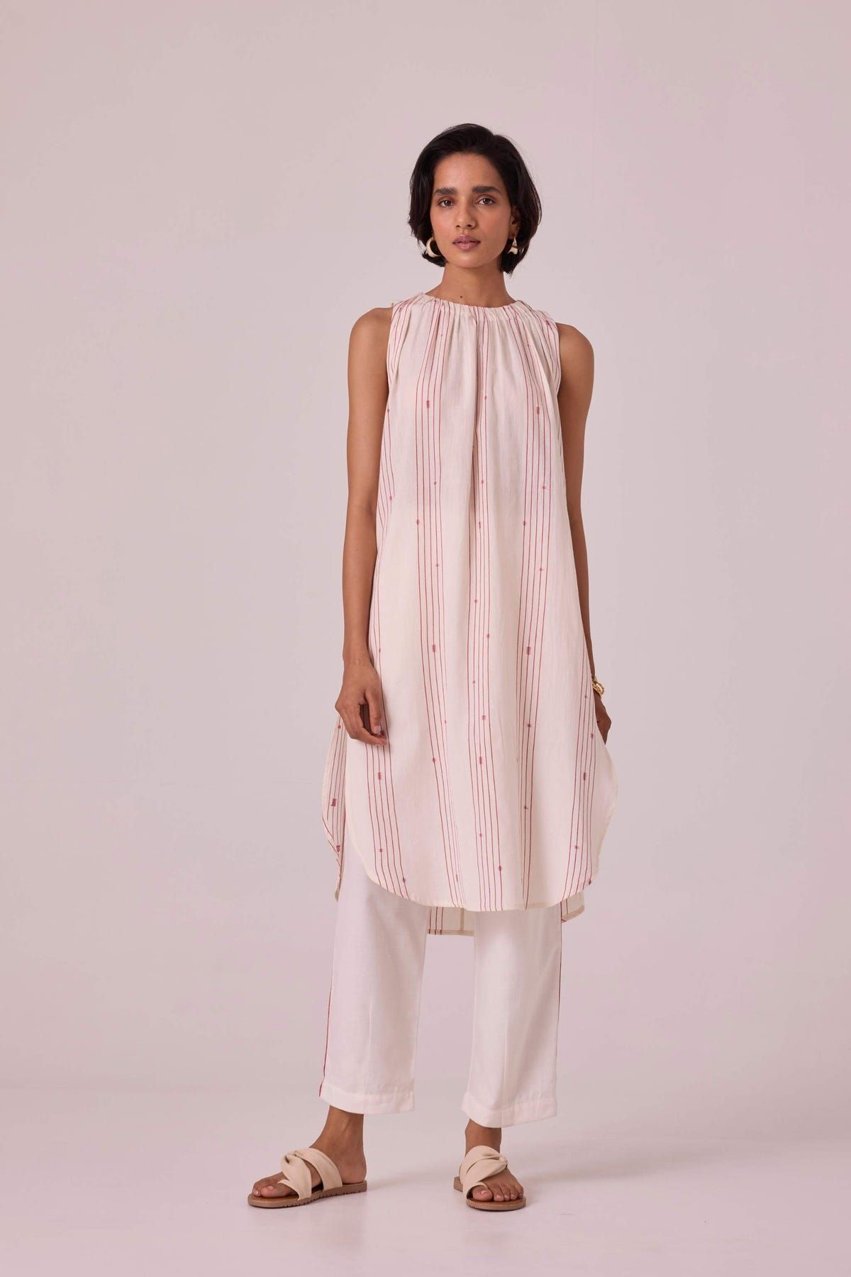 Pomelo Red Striped Handwoven Tunic - image 4