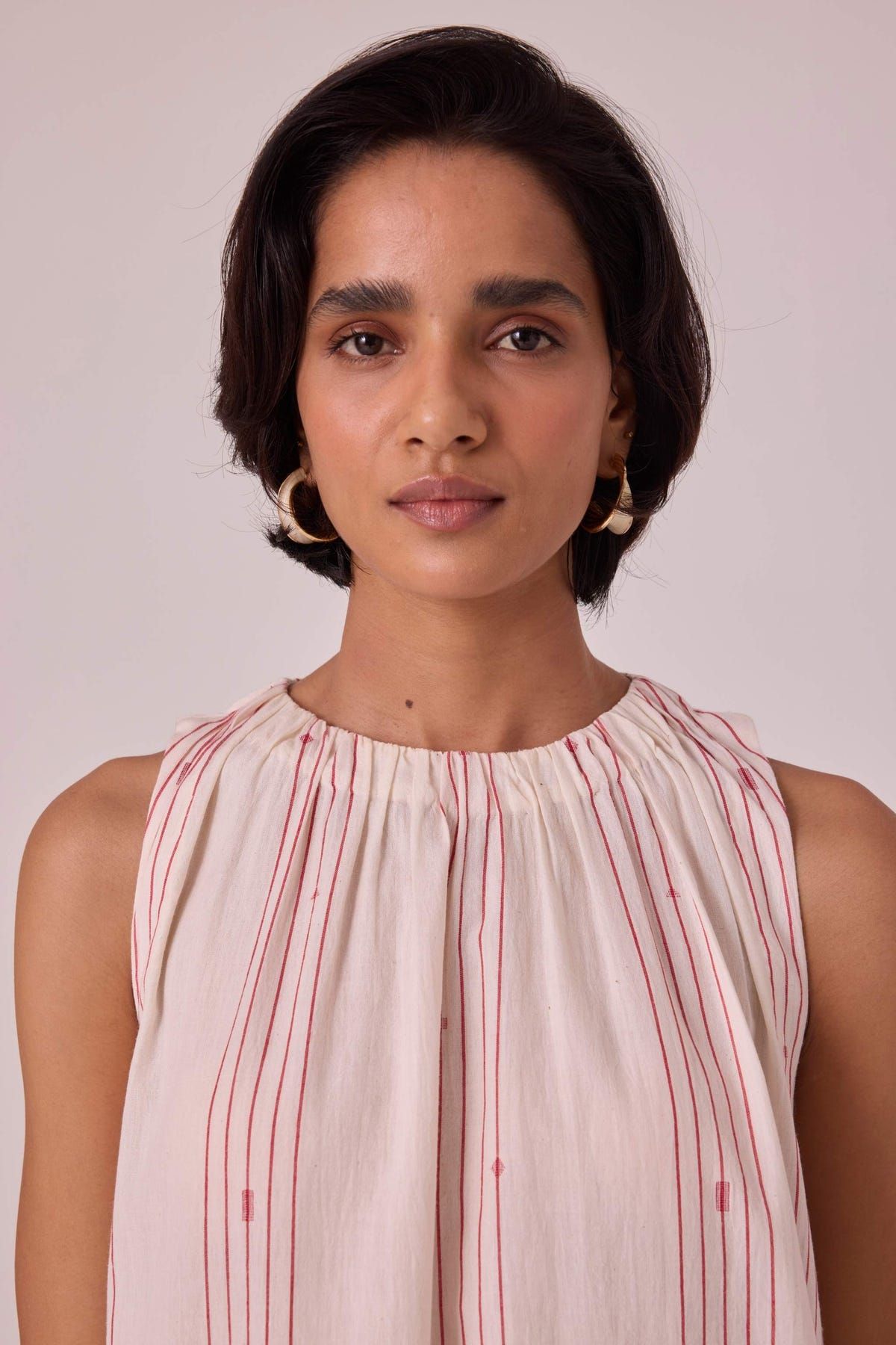 Pomelo Red Striped Handwoven Tunic - image 5