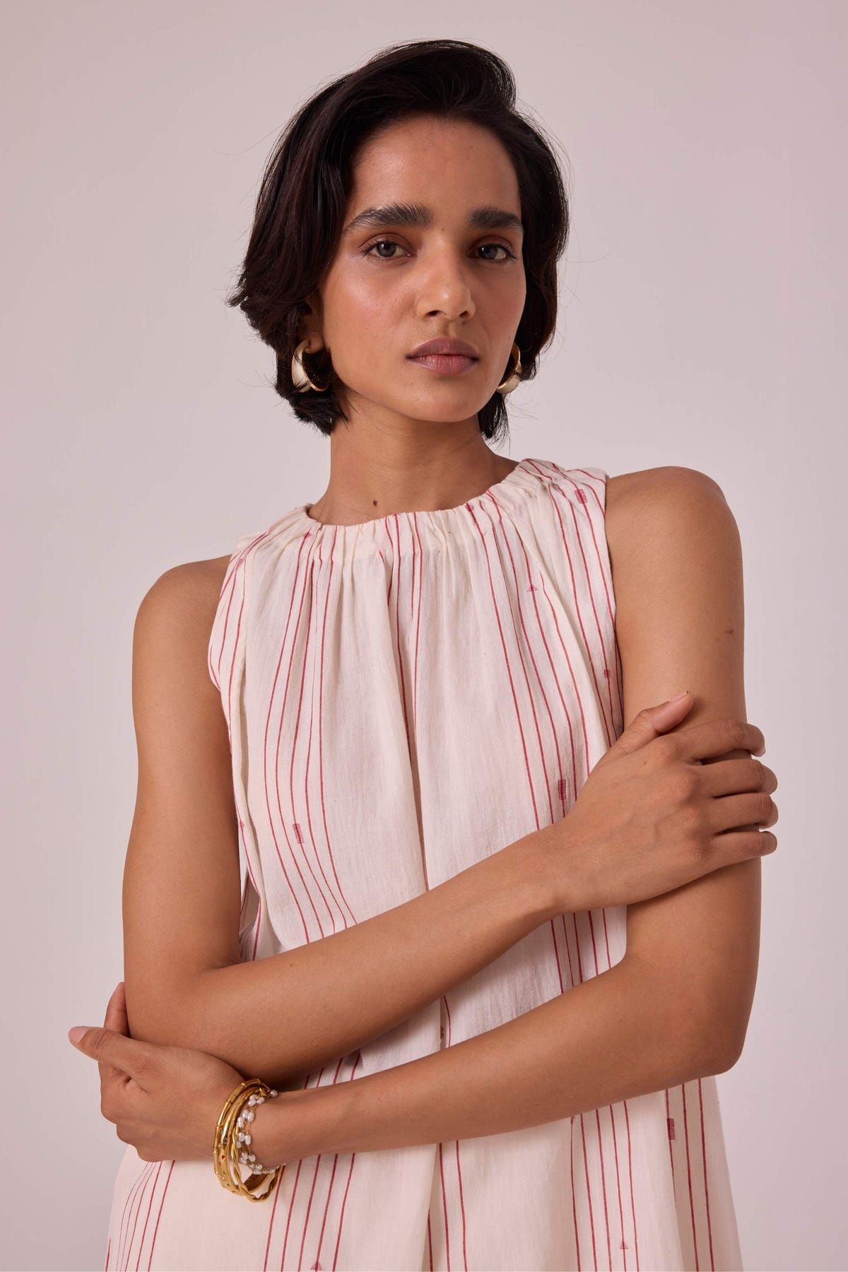 Pomelo Red Striped Handwoven Tunic - image 7
