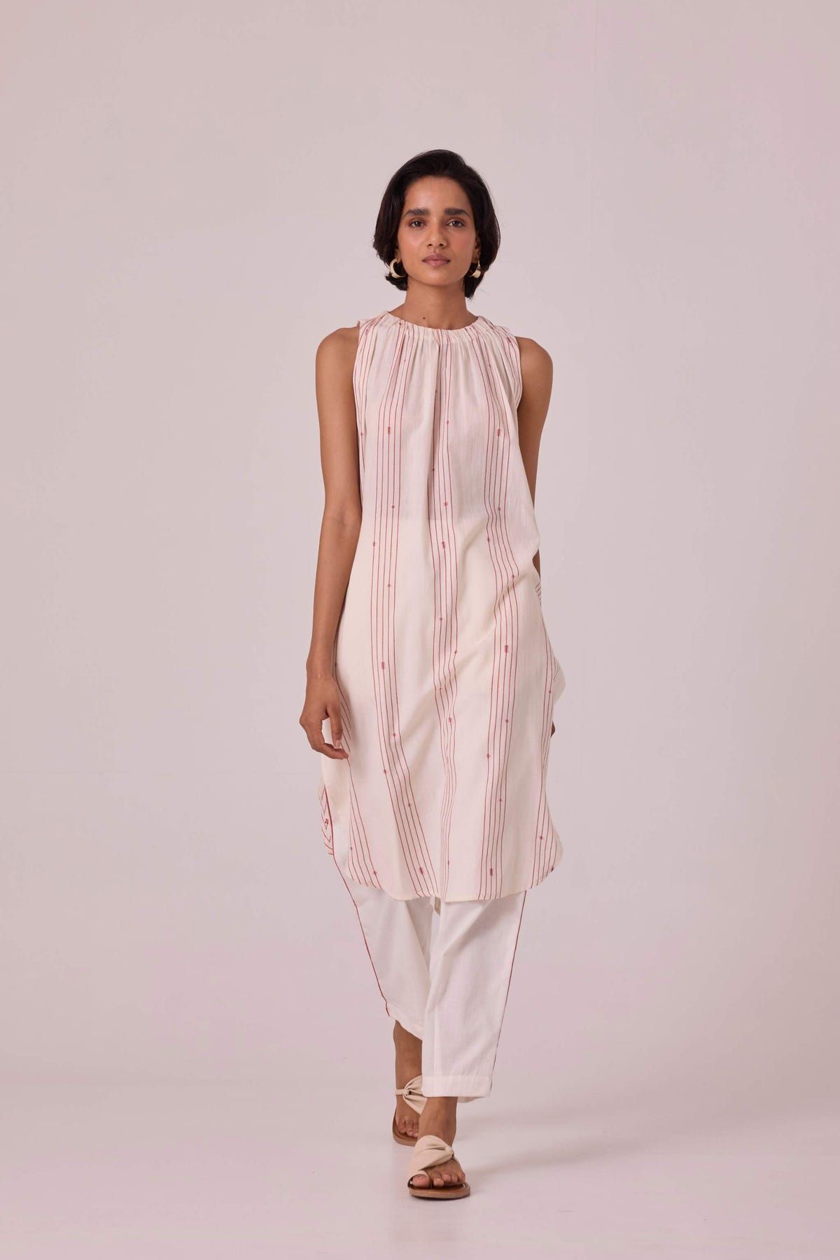 Pomelo Red Striped Handwoven Tunic - image 8