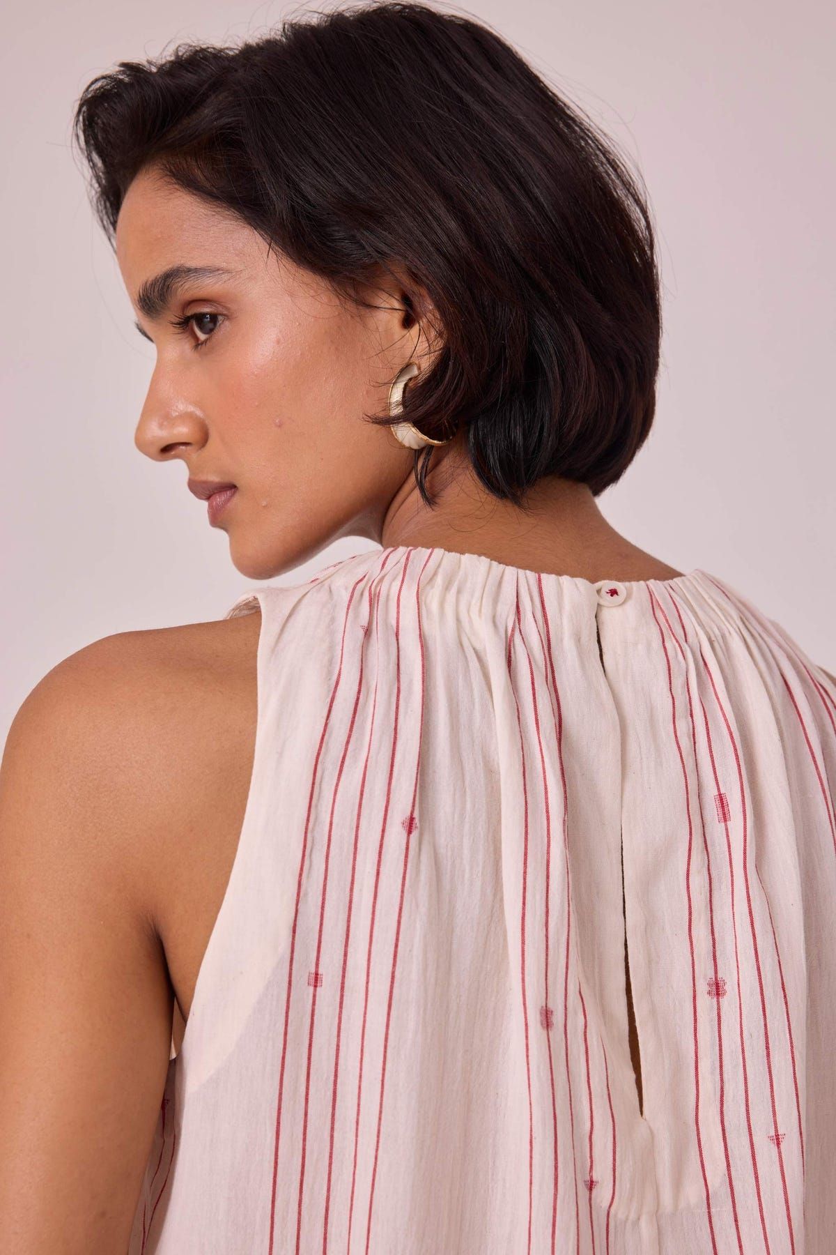 Pomelo Red Striped Handwoven Tunic - image 9