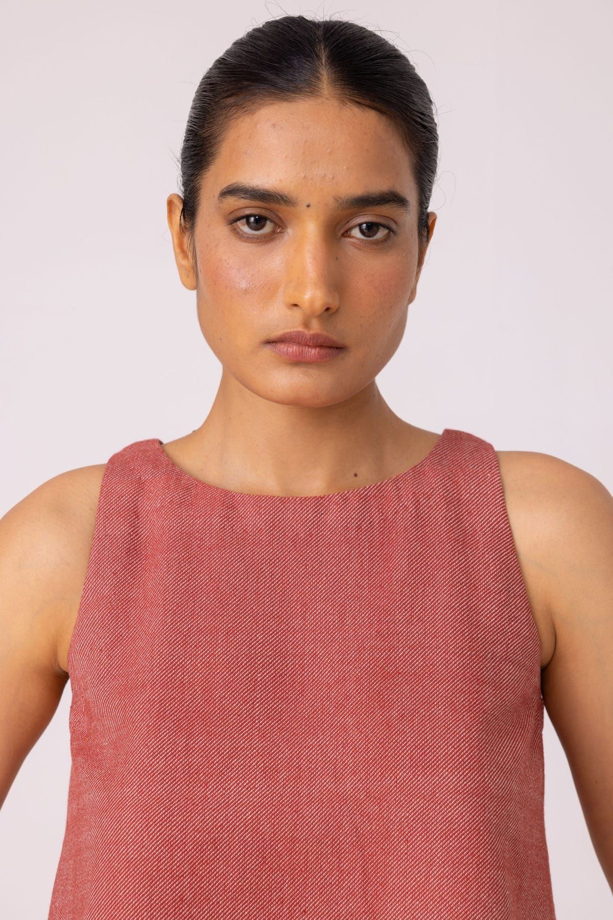 Kifli Red Handwoven Denim Top - image 3