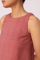 Kifli Red Handwoven Denim Top view 4