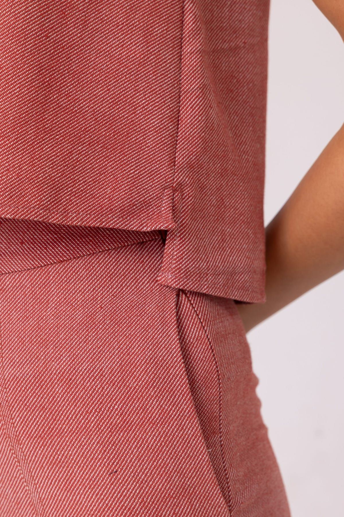 Kifli Red Handwoven Denim Top - image 5