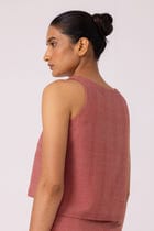 Kifli Red Handwoven Denim Top view 7