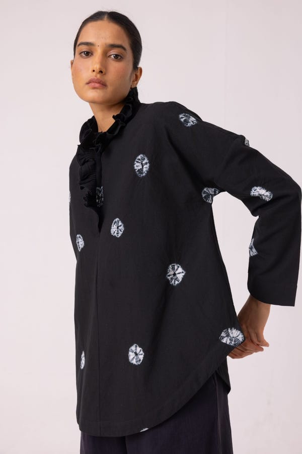 The Summer House — Eowyn Black Bandhani Handwoven Shirt