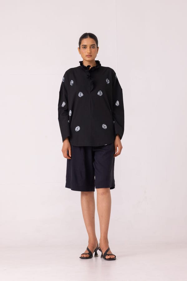 The Summer House — Eowyn Black Bandhani Handwoven Shirt