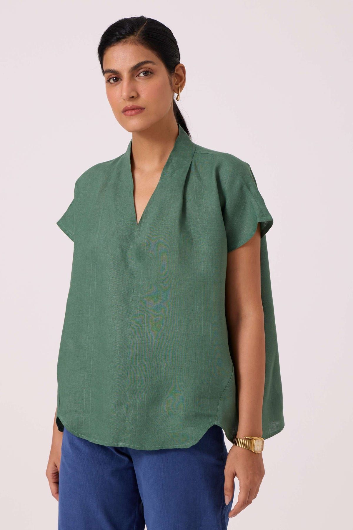 Orion Green Linen Top - image 1