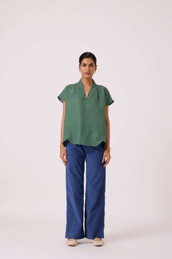 The Summer House — Orion Green Linen Top