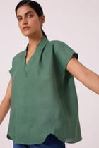 Orion Green Linen Top view 4