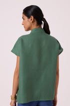 Orion Green Linen Top view 8