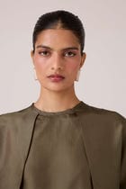 Pam Olive Silk Top view 7