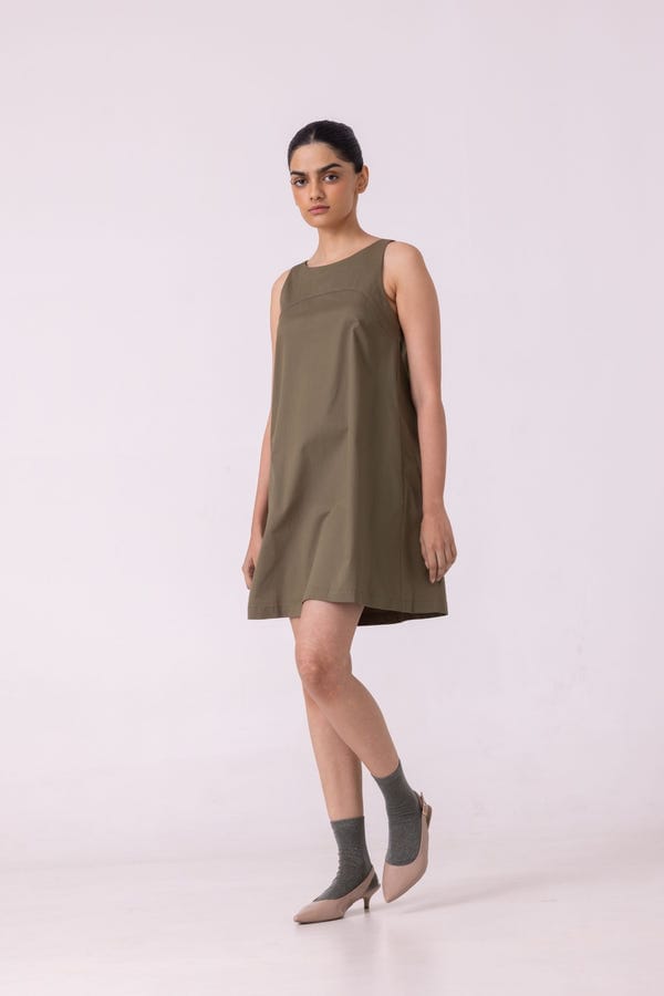 The Summer House — Nalaka Olive Shift Dress