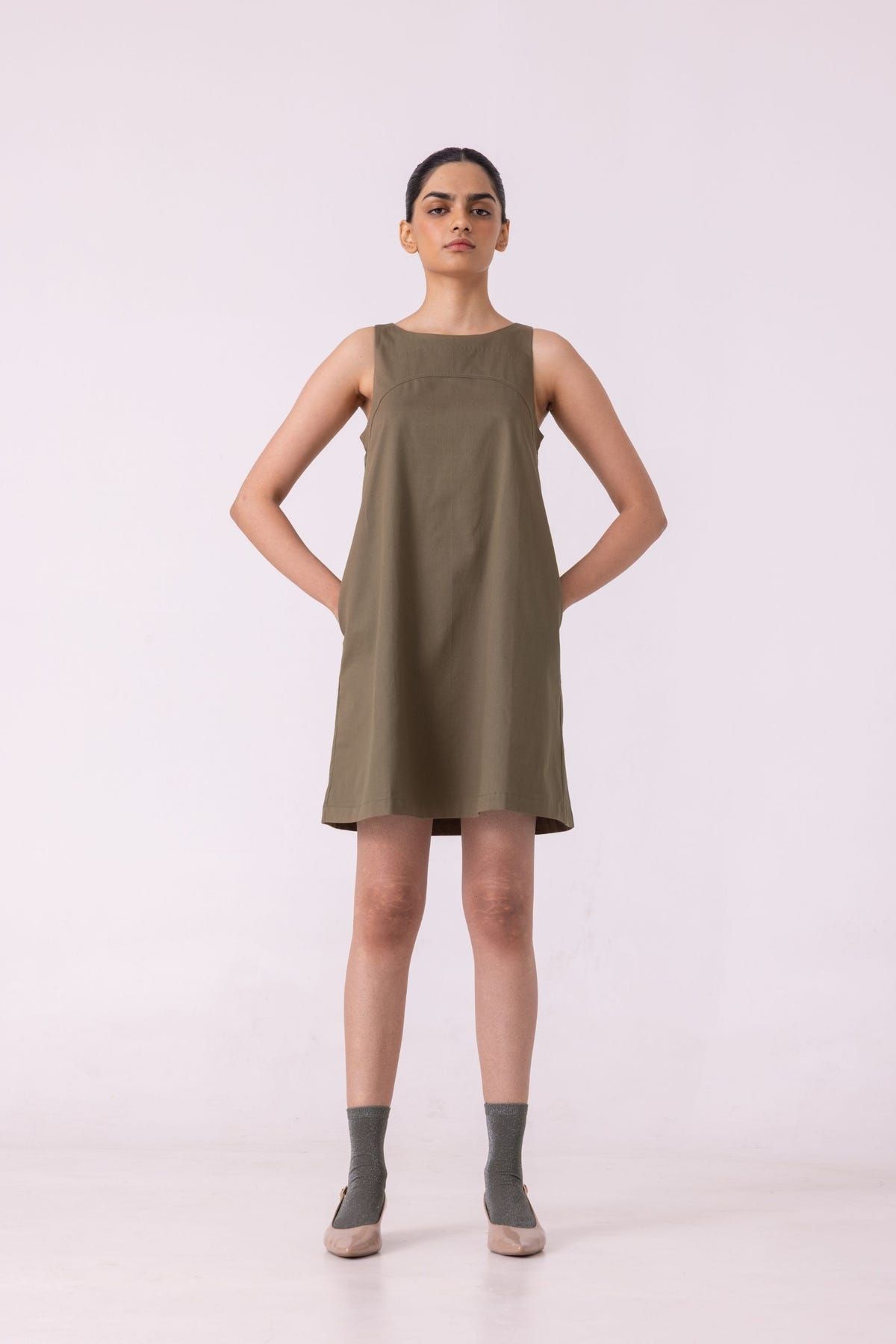 Nalaka Olive Shift Dress - image 2