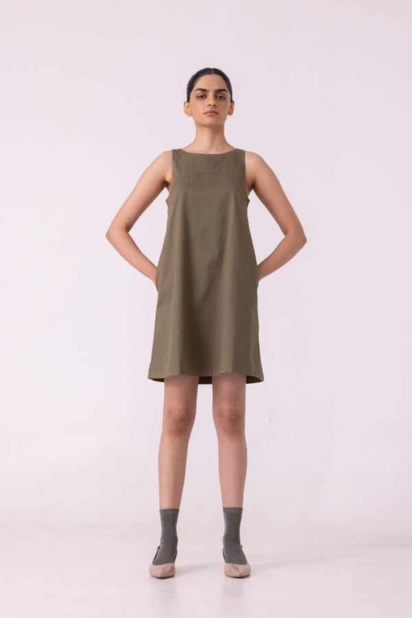 The Summer House — Nalaka Olive Shift Dress