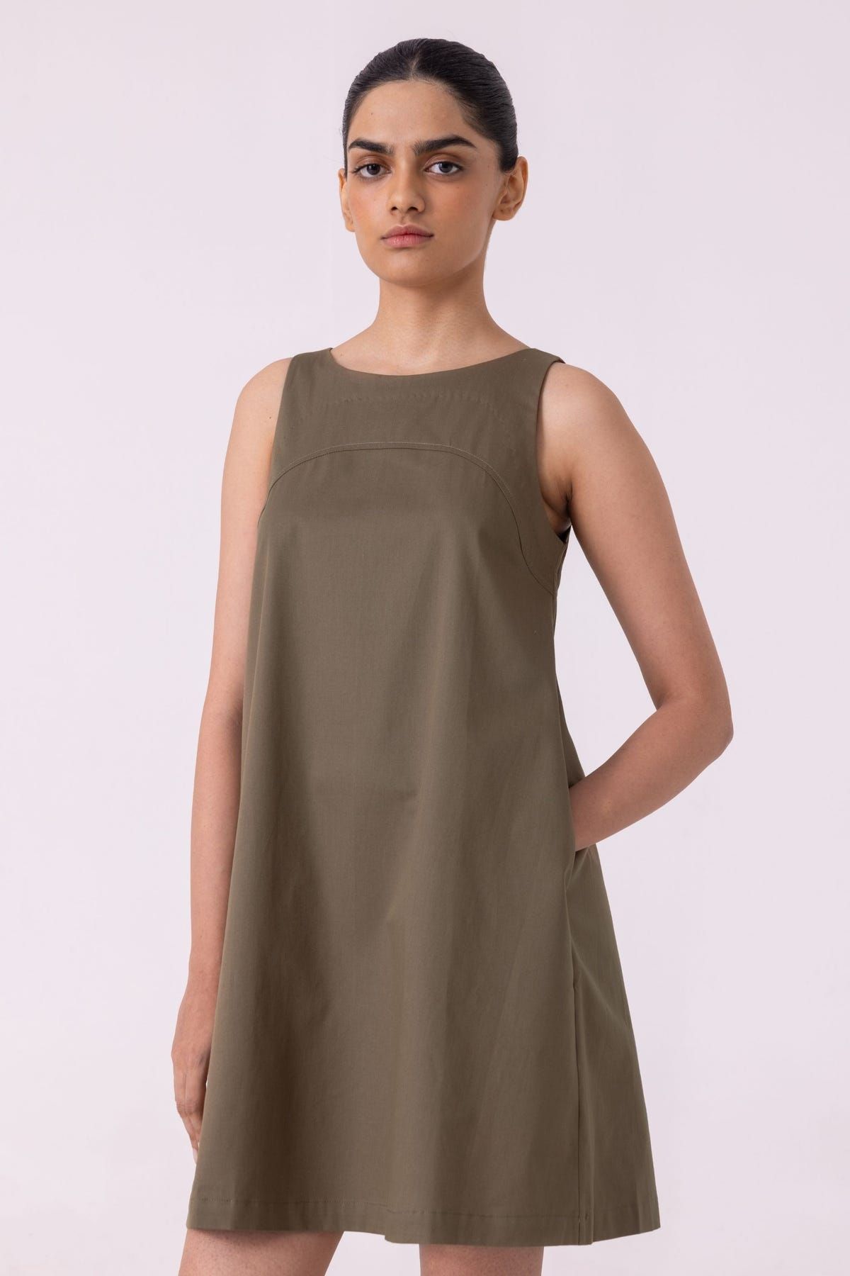 Nalaka Olive Shift Dress - image 3