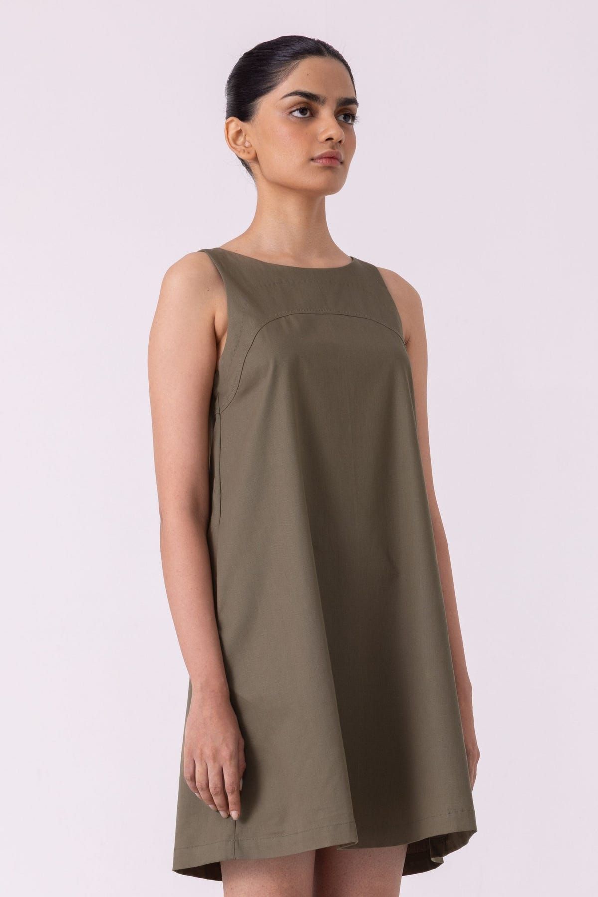 Nalaka Olive Shift Dress - image 4