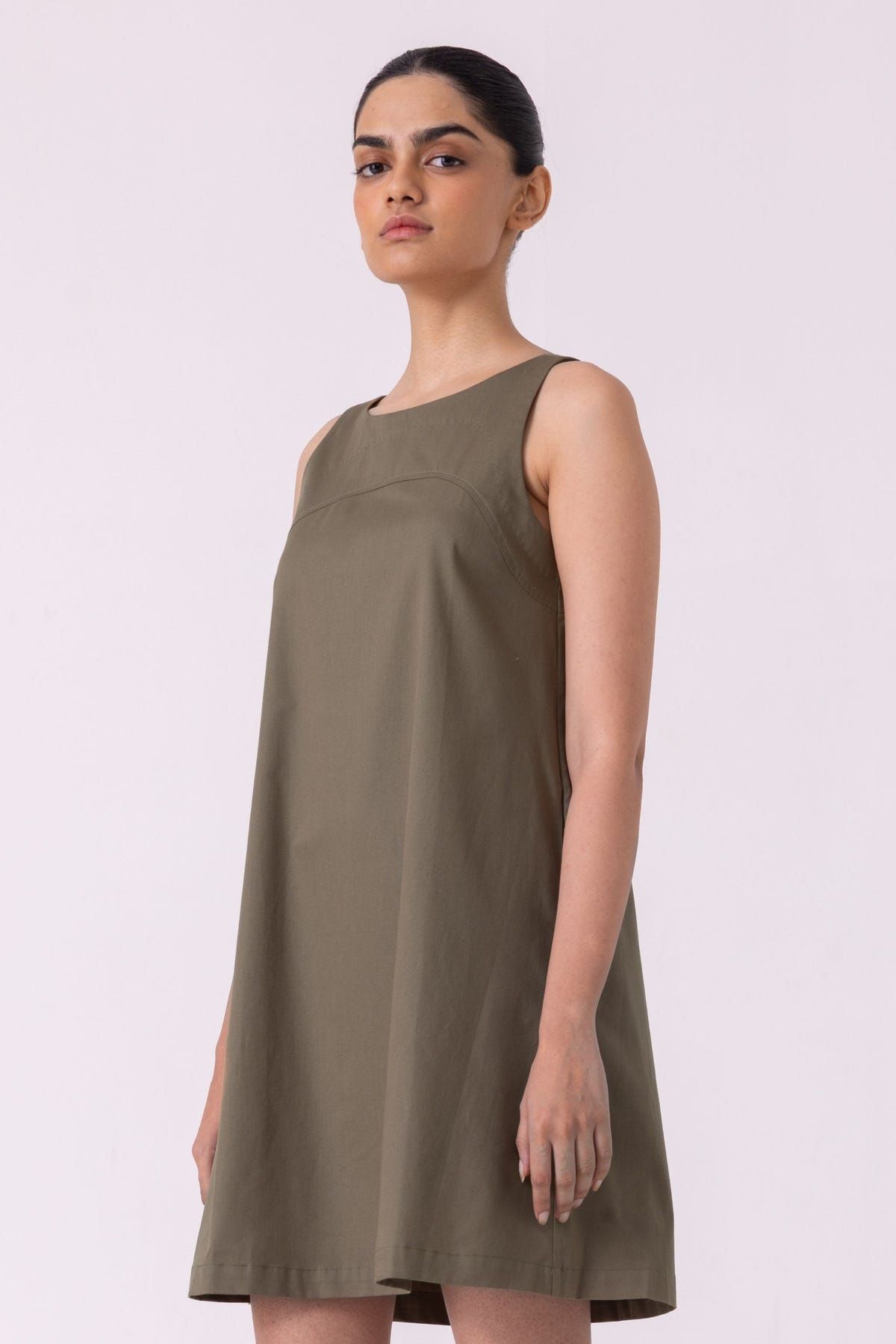 Nalaka Olive Shift Dress - image 5