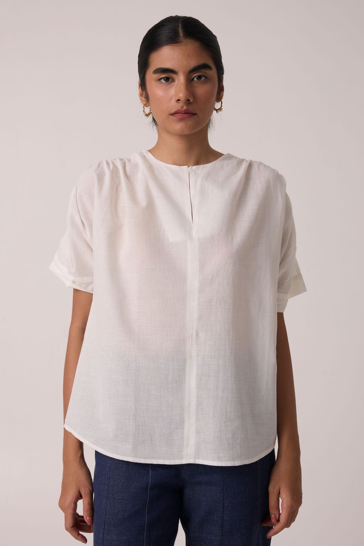 Simone Off White Cotton Top - image 1