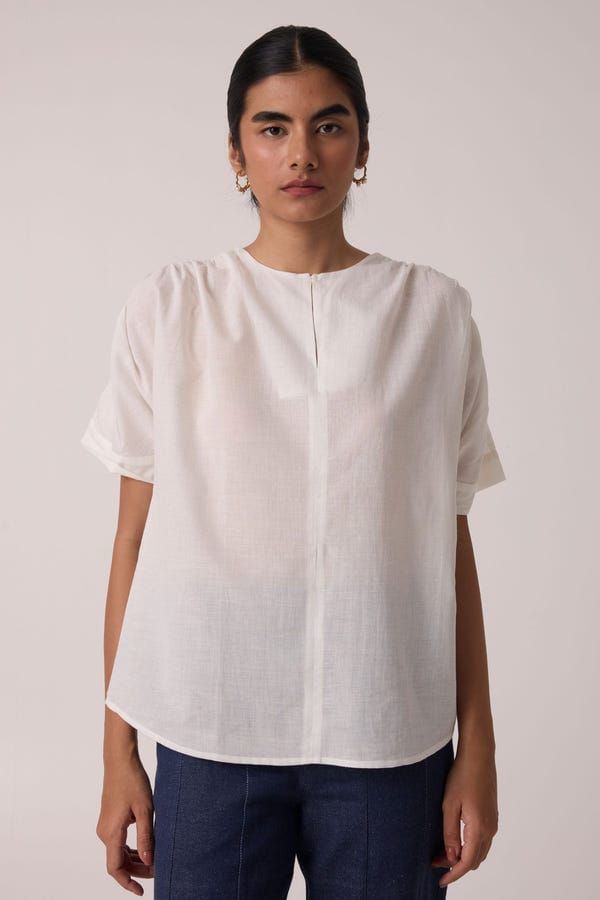 The Summer House — Simone Off White Cotton Top